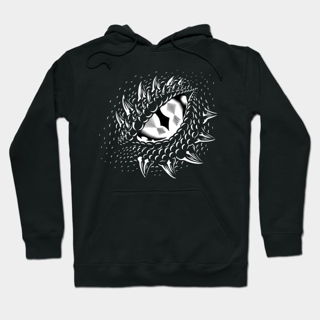 dragon eye monochrome Hoodie by Mako Design 